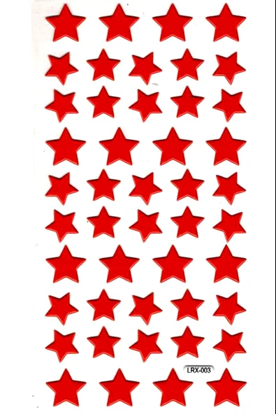 Sticker Kabartmalı Stiker Çıkartma Etiket (LRX003)-18x9 cm- Kırmızı Yıldızlar ürün görseli 1