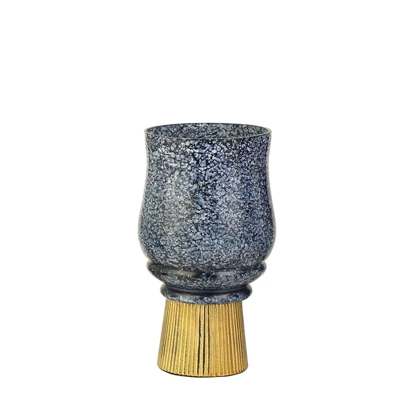 BLUE MOZAİK GOLD KAİDELİ VAZO KÜÇÜK 11*11*22 CM AK.JB0150 ürün görseli 1