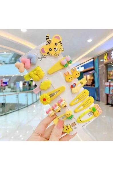 BATU GİYİM Kız Çocuk Ve Kız Bebek Pens Çıtçıtlı Sarı Toka Seti - 14 Adet ürün görseli 1