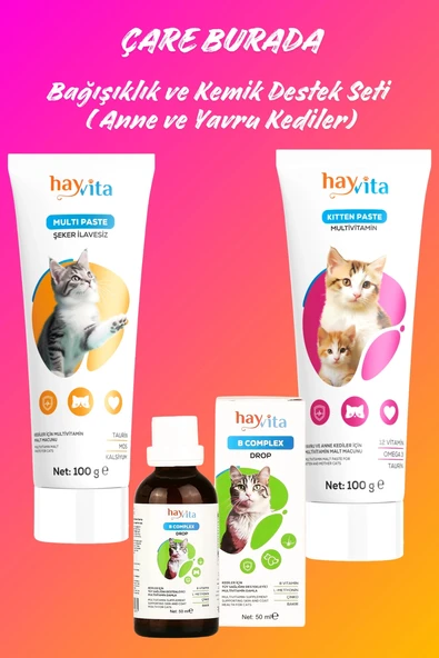 Bağışıklık & Kemik Desteği Seti (Multivitamin Damla ve Multivitamin & Yavru ve Anne Kedi Macunu) ürün görseli 1