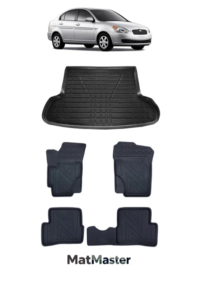 MatMaster Hyundai Accent Era 2008 Model 5D Premium Ekstra Havuzlu Paspas Ve Bagaj Havuzu Set ürün görseli 1