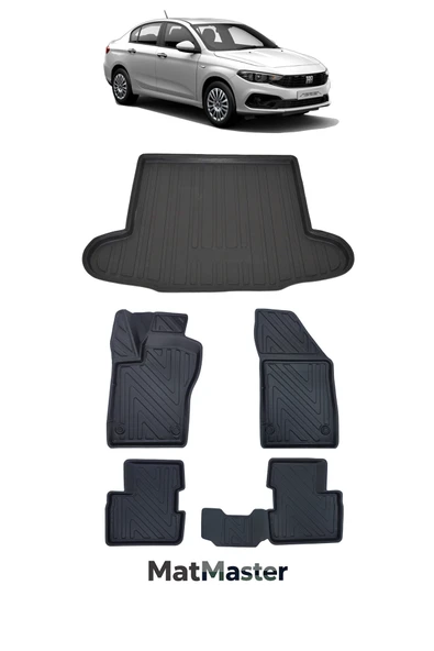MatMaster Fiat Egea Sedan 2016 Model 5D Premium Ekstra Havuzlu Paspas Ve Bagaj Havuzu Set ürün görseli 1