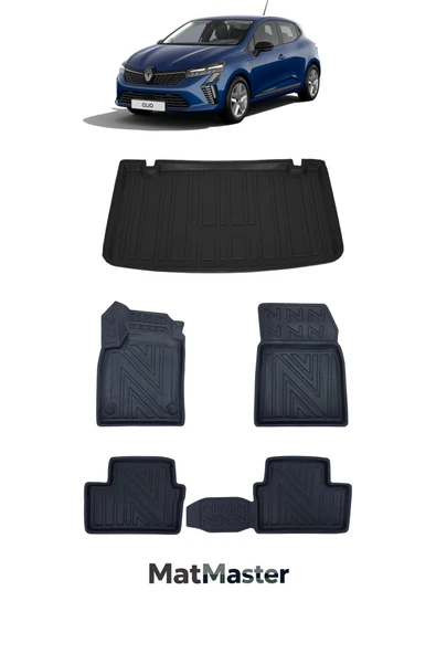 MatMaster Renault Clio 5 2022 Model 5D Premium Ekstra Havuzlu Paspas Ve Bagaj Havuzu Set ürün görseli 1