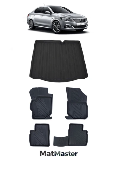 MatMaster Peugeot 301 2016 Model 5D Premium Ekstra Havuzlu Paspas Ve Bagaj Havuzu Set ürün görseli 1