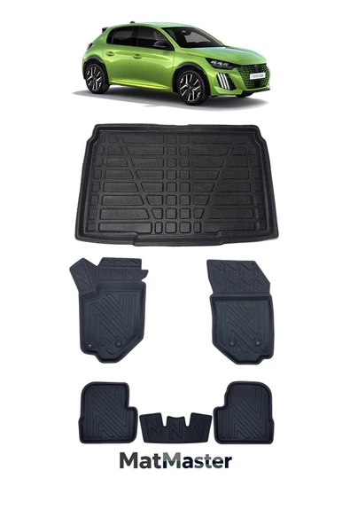 MatMaster Peugeot 208 2021 Model 5D Premium Ekstra Havuzlu Paspas Ve Bagaj Havuzu Set ürün görseli 1