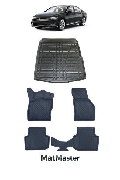 MatMaster Volkswagen Passat B8 2020 Model 5D Premium Ekstra Havuzlu Paspas Ve Bagaj Havuzu Set ürün görseli 1