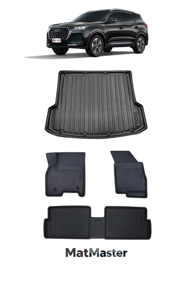MatMaster Chery Tiggo 7 Pro Max 2024 Model 5D Premium Ekstra Havuzlu Paspas Ve Bagaj Havuzu Set ürün görseli 1