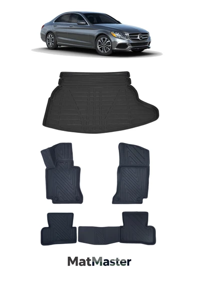 MatMaster Mercedes C Serisi W205 2019 Model 5D Premium Ekstra Havuzlu Paspas Ve Bagaj Havuzu Set ürün görseli 1
