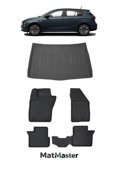 MatMaster Fiat Egea HB 2019 Model 5D Premium Ekstra Havuzlu Paspas Ve Bagaj Havuzu Set ürün görseli 1