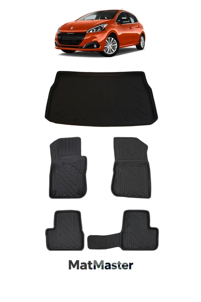 MatMaster Peugeot 208 2018 Model 5D Premium Ekstra Havuzlu Paspas Ve Bagaj Havuzu Set ürün görseli 1