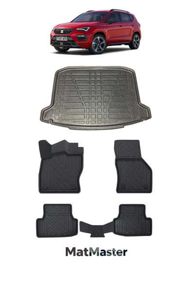 MatMaster Seat Ateca 2022 Model 5D Premium Ekstra Havuzlu Paspas Ve Bagaj Havuzu Set ürün görseli 1