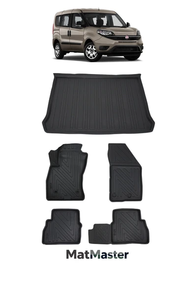 MatMaster Fiat Doblo 2020 Model 5D Premium Ekstra Havuzlu Paspas Ve Bagaj Havuzu Set ürün görseli 1