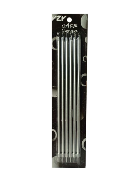 Gümüş Ekstra Uzun Pasta Mumu 25 cm ürün görseli 1