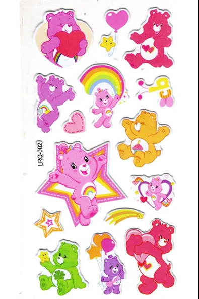 Sticker Kabartmalı Stiker Çıkartma Etiket (LRQ002)-18x9 cm- Yıldızlı Tatlı Ayılar ürün görseli 1