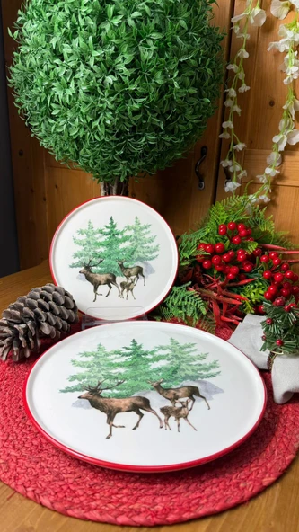 YILBAŞI SERVİS TABAĞI DEER 27 CM 6LI SET - Resim 2