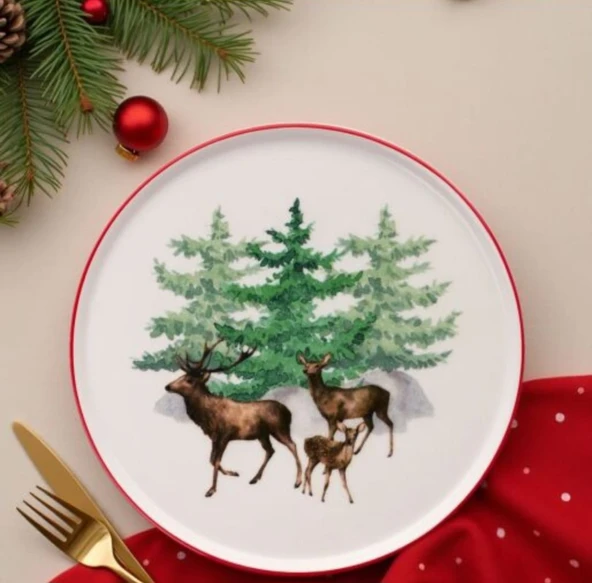 YILBAŞI SERVİS TABAĞI DEER 27 CM 6LI SET ürün görseli 1