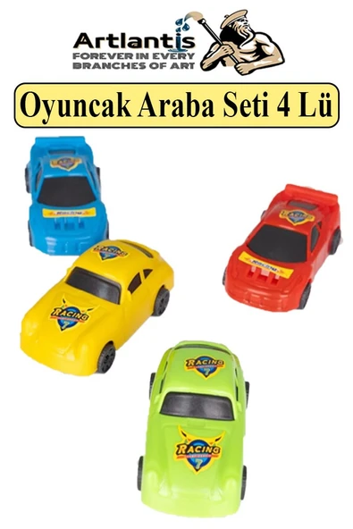 4 Lü Plastik Renkli Oyuncak Araba Seti Renkli Yarış Arabaları Spor Araba Oyuncak Seti Renkli Arabalar ürün görseli 1