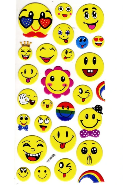 Sticker Kabartmalı Stiker Çıkartma Etiket (HSKK125)-18x9 cm- Sevimli Emoji ürün görseli 1
