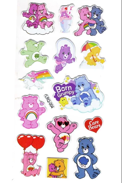 Sticker Kabartmalı Stiker Çıkartma Etiket (LRQ004)-18x9 cm- Arkadaş Ayılar ürün görseli 1
