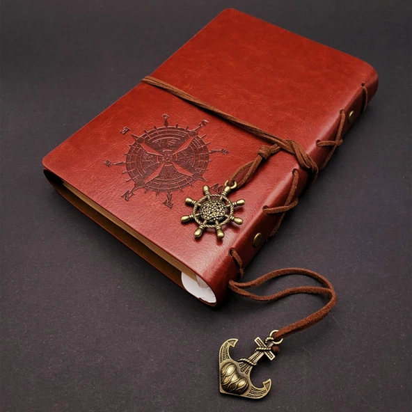 Kahverengi Pusula Temalı Deri Defter ürün görseli 1
