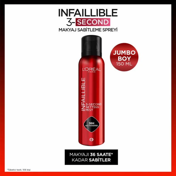 L'Oréal Paris Infaillible 3-Second Jumbo Makyaj Sabitleme Spreyi ürün görseli 1
