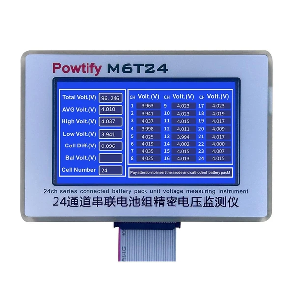 Powtify M6T24 24S Kanallı Yüksek Hassasiyetli Lityum Batarya Pil Gerçek Zamanlı Voltaj Analizörü Cihazı Aleti ürün görseli 1