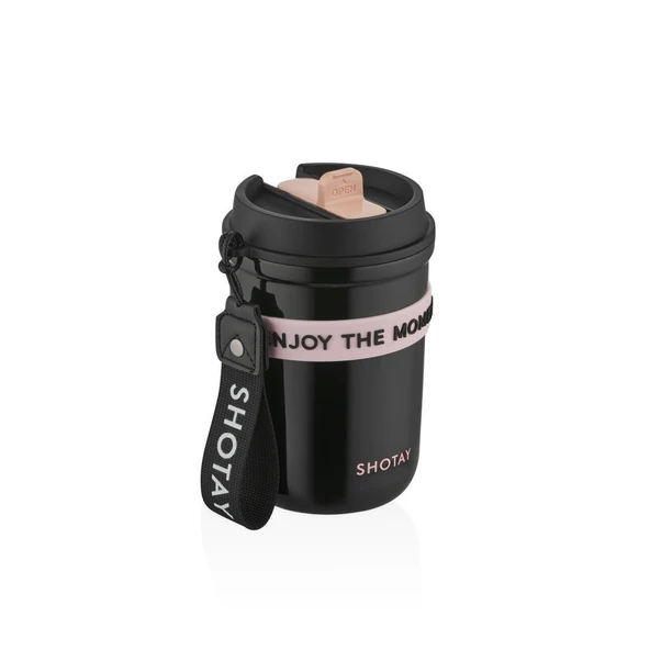 Shotay Strow Coffe Çelik Mug.410 Ml. Siyah SHT-ST-8136 ürün görseli 1