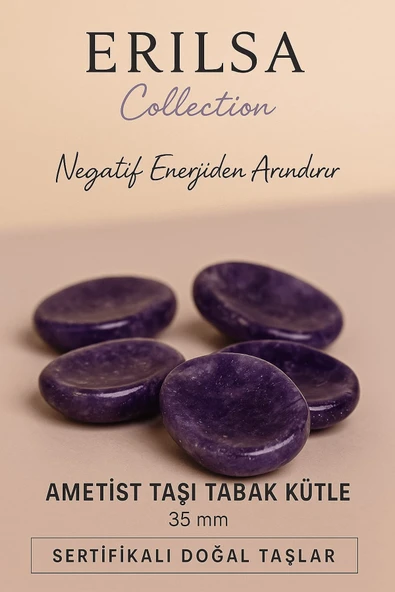Sertifikalı Ametist Taşı Kase Kütle 35 mm - Doğal Negatif Enerjiden Arındıran Taş ürün görseli 1