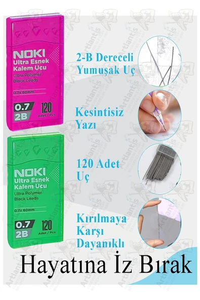 Kalem Ucu 120 li 0.7 mm 2B 3 Paket Noki Çoklu Versatil Kalem Uç Mekanik Uçlu Otomatik Kurşun Kalem Ucu 60 mm Yumuşak - Resim 2