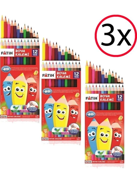 Fatih Kuru Boya 12 Renk Tam Boy 3 Adet ürün görseli 1
