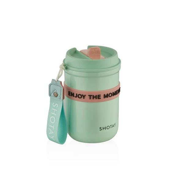 Shotay Strow Coffe Çelik Mug.410 Ml. Yeşil SHT-ST-8136 ürün görseli 1