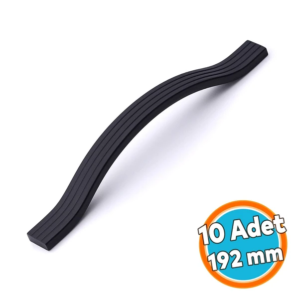 Mobilya Kulpu Çizgili Model Dayanıklı Uzun Ömürlü Modern Tasarım Siyah Çizgili Metal 192 mm 10 Adet ürün görseli 1