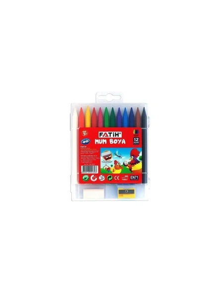 Fatih Mum Boya Polymer Crayon Silgi+Kalemtıraş 12 Renk ürün görseli 1