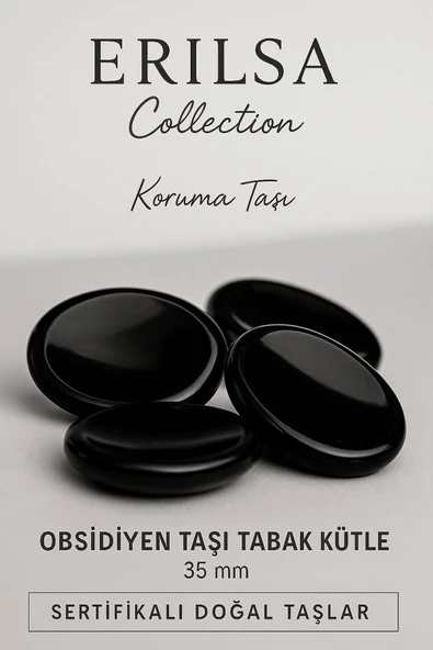 Sertifikalı Obsidyen Taşı Kase Kütle 35 mm - Doğal Koruma Taşı ürün görseli 1