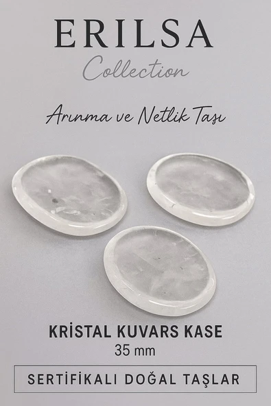Sertifikalı Kristal Kuvars Doğal Taş Kase Kütle - 35 mm Arınma ve Netlik Taşı ürün görseli 1