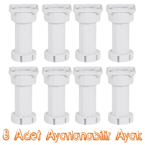Mobilya Baza Mutfak Dolap Masa Puf Sehpa TV Ünitesi Ayağı Ayarlanabilir 10 cm Beyaz Ayak (8 Adet) ürün görseli 1