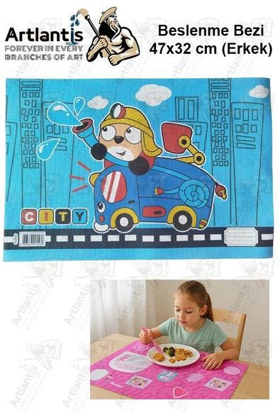 Beslenme Bezi Erkek Modeli Yıkanabilir 32x47 cm 1 Adet Beslenme Örtüsü Okul Öncesi Kreş Anasınıfı İlkokul İçin İdeal ürün görseli 1