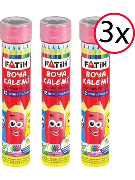 Fatih Tüp Kuru Boya Kalemi 12 Renk 3 Adet ürün görseli 1