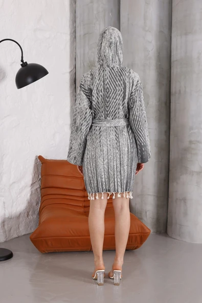 Tonna Black Bathrobe - Resim 4