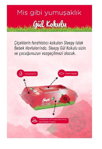 SLEEPY ISLAK HAVLU 90 YAPRAK GÜL - Resim 2