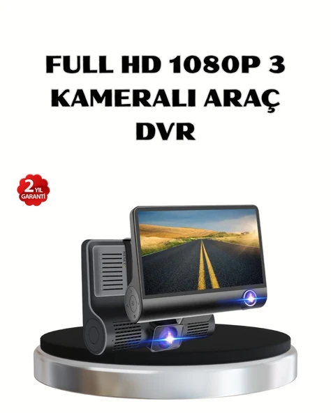 Full HD Araç Kamerası 3’lü 4.0” Ekranlı ve HDR Gece Görüşlü ürün görseli 1