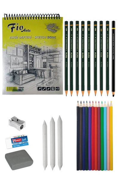 A5 Eskiz Defteri 90 gr Eskiz Seti Dereceli Kalem Seti Kuruboya Set Karakalem Çizim Seti ürün görseli 1