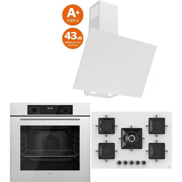 Ferre Icon Plus 75 Serisi 3lü Cam Ankastre Set (QBL63CB-SS036-D078SA) ürün görseli 1
