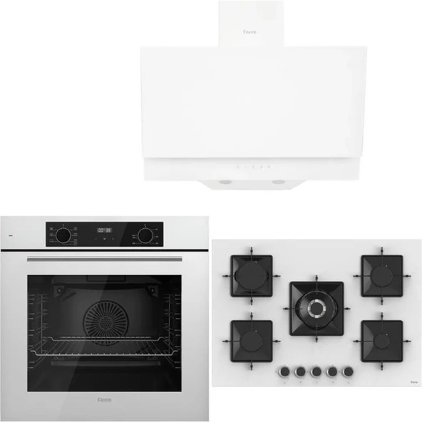 Ferre Icon Plus 75 Serisi 3lü Cam Ankastre Set (QBL63CB-SS036-D017) ürün görseli 1