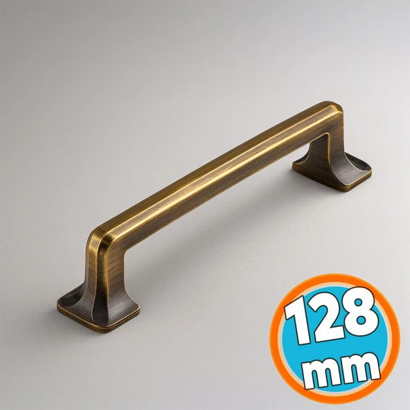 Mobilya Mutfak Çekmece Dolap Dolabı Kulpu Kulbu Kulpları 128 mm Eskitme Antik Sarı Metal ürün görseli 1
