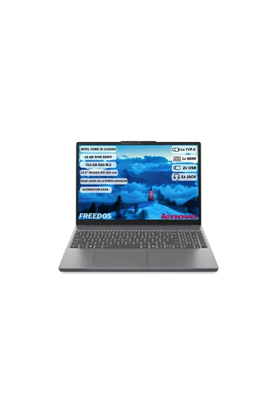 Lenovo IdeaPad Slim3 Intel Core i5-13420H 16GB 512GB SSD 15.3  WUXGA FreeDOS  Dizüstü Bilgisayar 83K1003MTR ürün görseli 1
