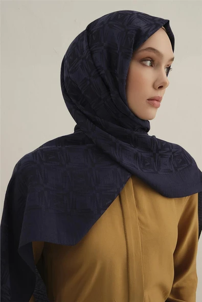 Lyocell Naia Kare Monogram Şal 6 - Resim 5
