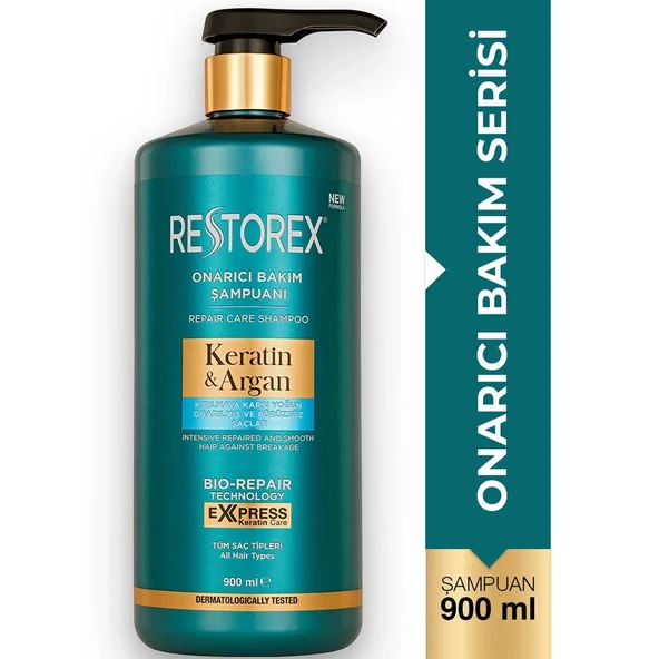 Restorex Keratin Argan Onarıcı Bakım Şampuanı 900 ml ürün görseli 1