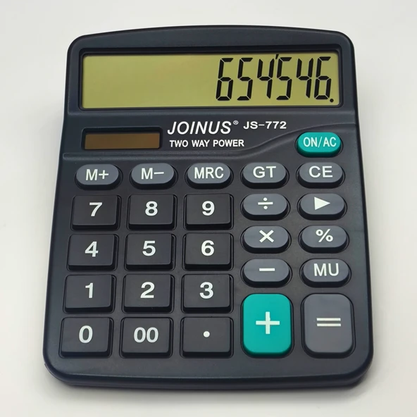 JOINUS JS-772 12 Haneli Büyük Ekranlı İki Yönlü Güç Kaynaklı Elektronik Hesap Makinesi ürün görseli 1