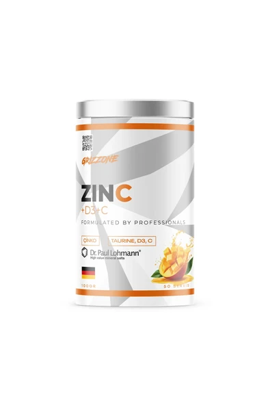 GRIZZONE Zinc+D3+C %100 Saf Form 100 Gr 50 Servis ( Mango ) ürün görseli 1